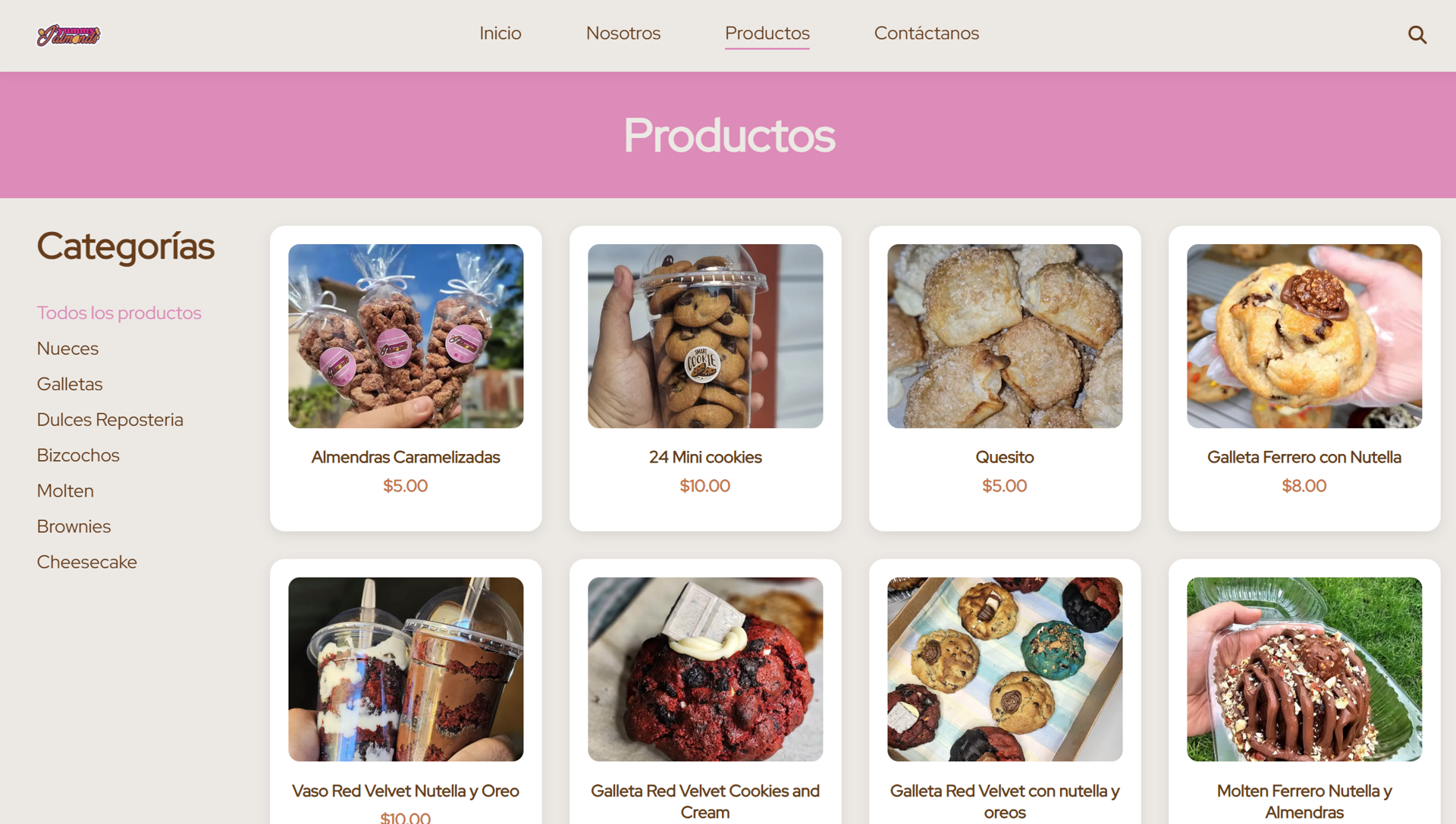 Yummy J'Almonds — hero del sitio web